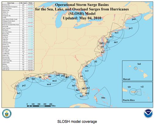 Operational Storm Surge Basins from Hurricanes SLOSH Model